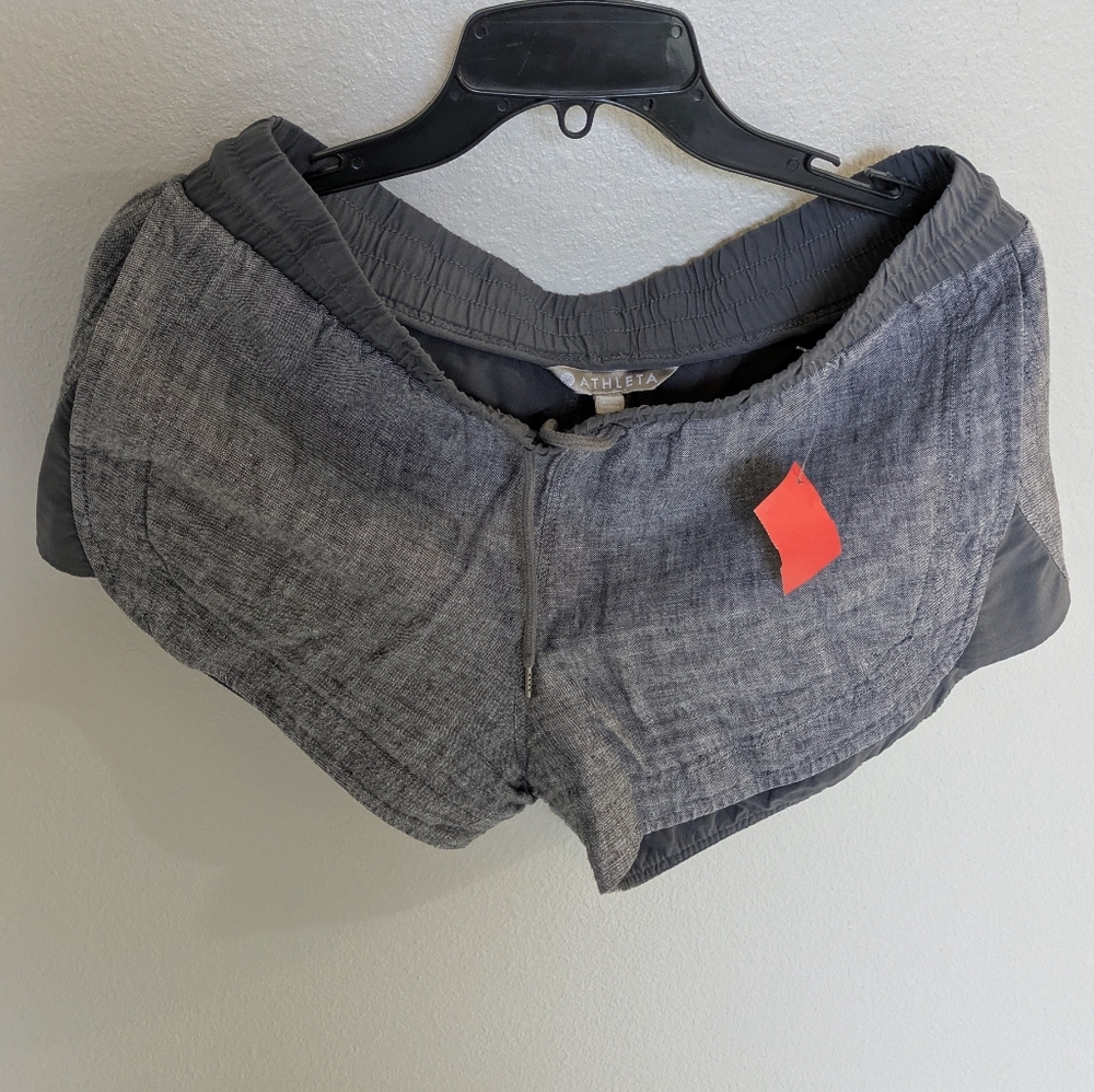 Athleta Beachside Bali Linen Shorts gray Minimalist